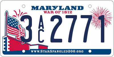MD license plate 3AC2771
