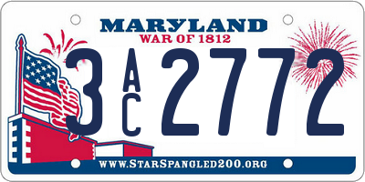MD license plate 3AC2772