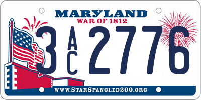 MD license plate 3AC2776