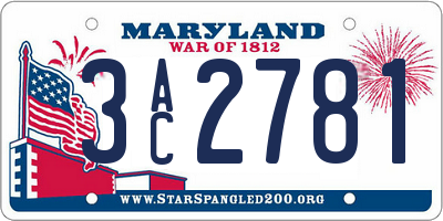 MD license plate 3AC2781
