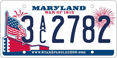MD license plate 3AC2782
