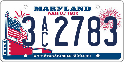 MD license plate 3AC2783
