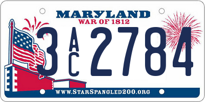 MD license plate 3AC2784