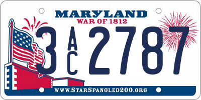 MD license plate 3AC2787
