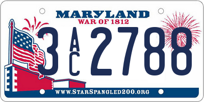 MD license plate 3AC2788