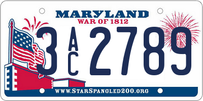 MD license plate 3AC2789