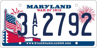 MD license plate 3AC2792