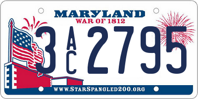 MD license plate 3AC2795