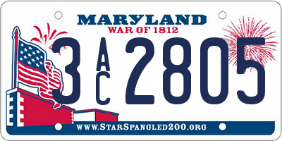MD license plate 3AC2805