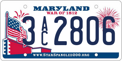 MD license plate 3AC2806