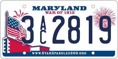 MD license plate 3AC2819
