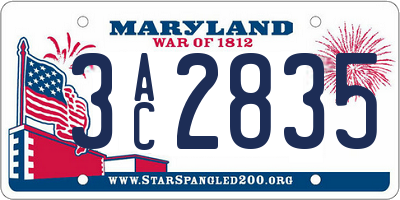 MD license plate 3AC2835