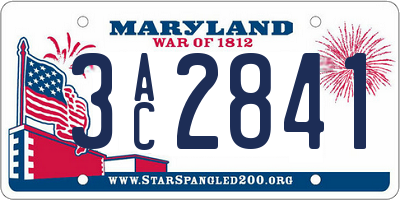 MD license plate 3AC2841