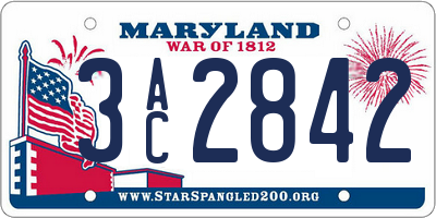 MD license plate 3AC2842
