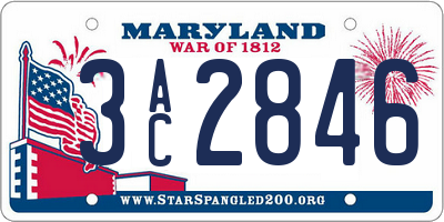 MD license plate 3AC2846