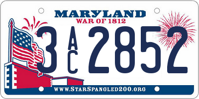 MD license plate 3AC2852