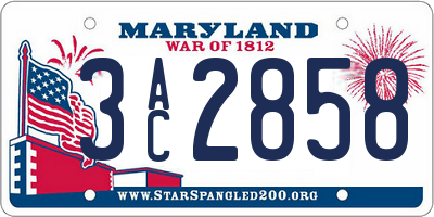 MD license plate 3AC2858