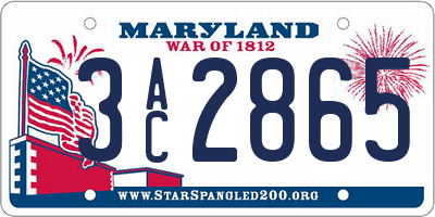 MD license plate 3AC2865