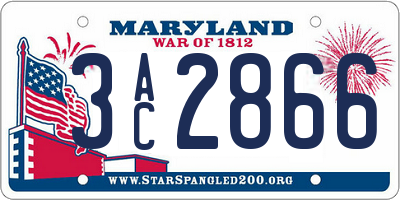 MD license plate 3AC2866