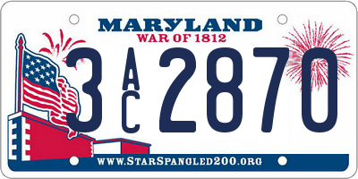 MD license plate 3AC2870