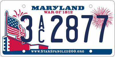 MD license plate 3AC2877