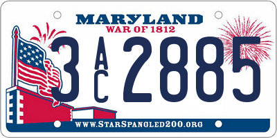MD license plate 3AC2885