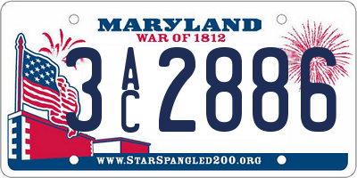 MD license plate 3AC2886