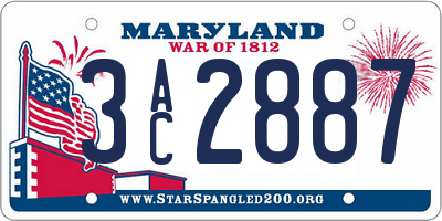 MD license plate 3AC2887