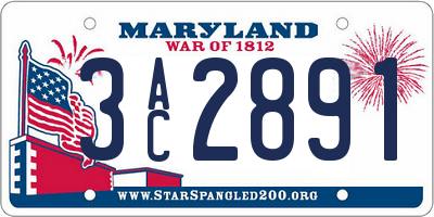 MD license plate 3AC2891