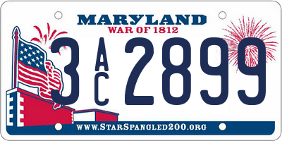 MD license plate 3AC2899