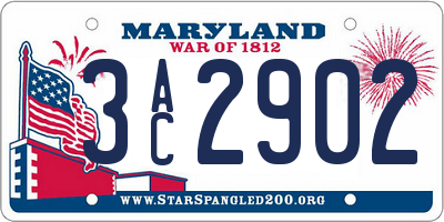 MD license plate 3AC2902