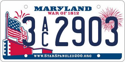 MD license plate 3AC2903