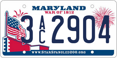 MD license plate 3AC2904