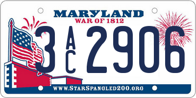 MD license plate 3AC2906