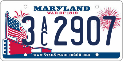 MD license plate 3AC2907