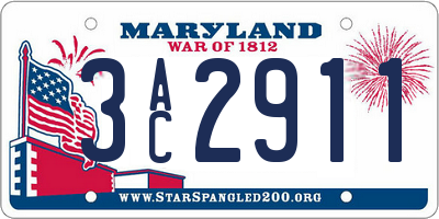 MD license plate 3AC2911