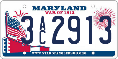 MD license plate 3AC2913
