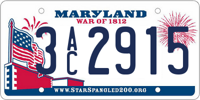 MD license plate 3AC2915