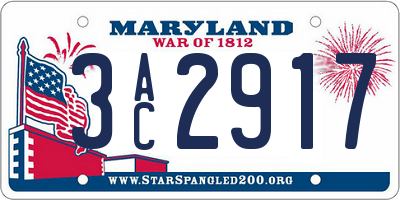 MD license plate 3AC2917