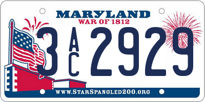 MD license plate 3AC2929