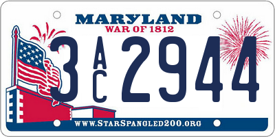 MD license plate 3AC2944