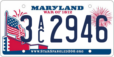 MD license plate 3AC2946