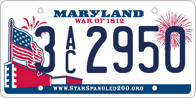 MD license plate 3AC2950