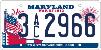 MD license plate 3AC2966