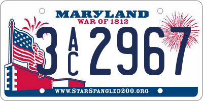 MD license plate 3AC2967