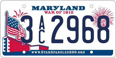 MD license plate 3AC2968