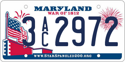 MD license plate 3AC2972