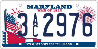 MD license plate 3AC2976