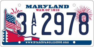 MD license plate 3AC2978