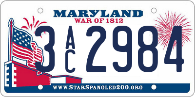 MD license plate 3AC2984